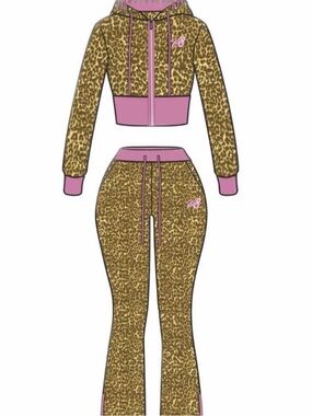 Leopard-Print Hoodie & Flared Pants Set